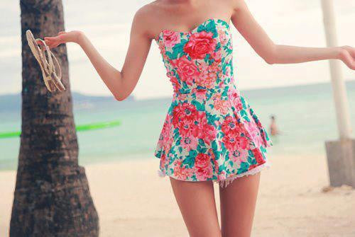 Floral Sweetheart Strapless Shirt